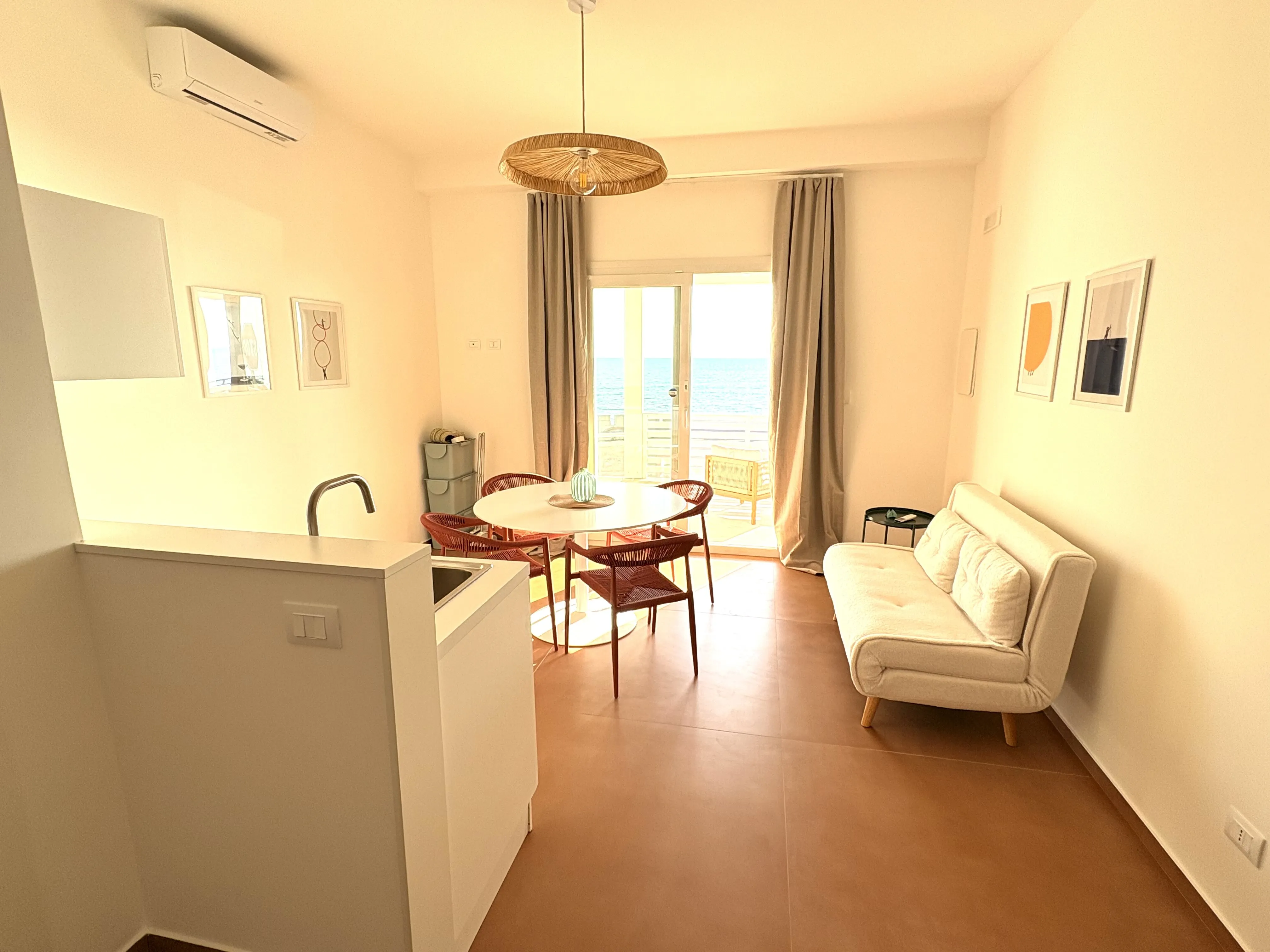 Sea front apartment living room