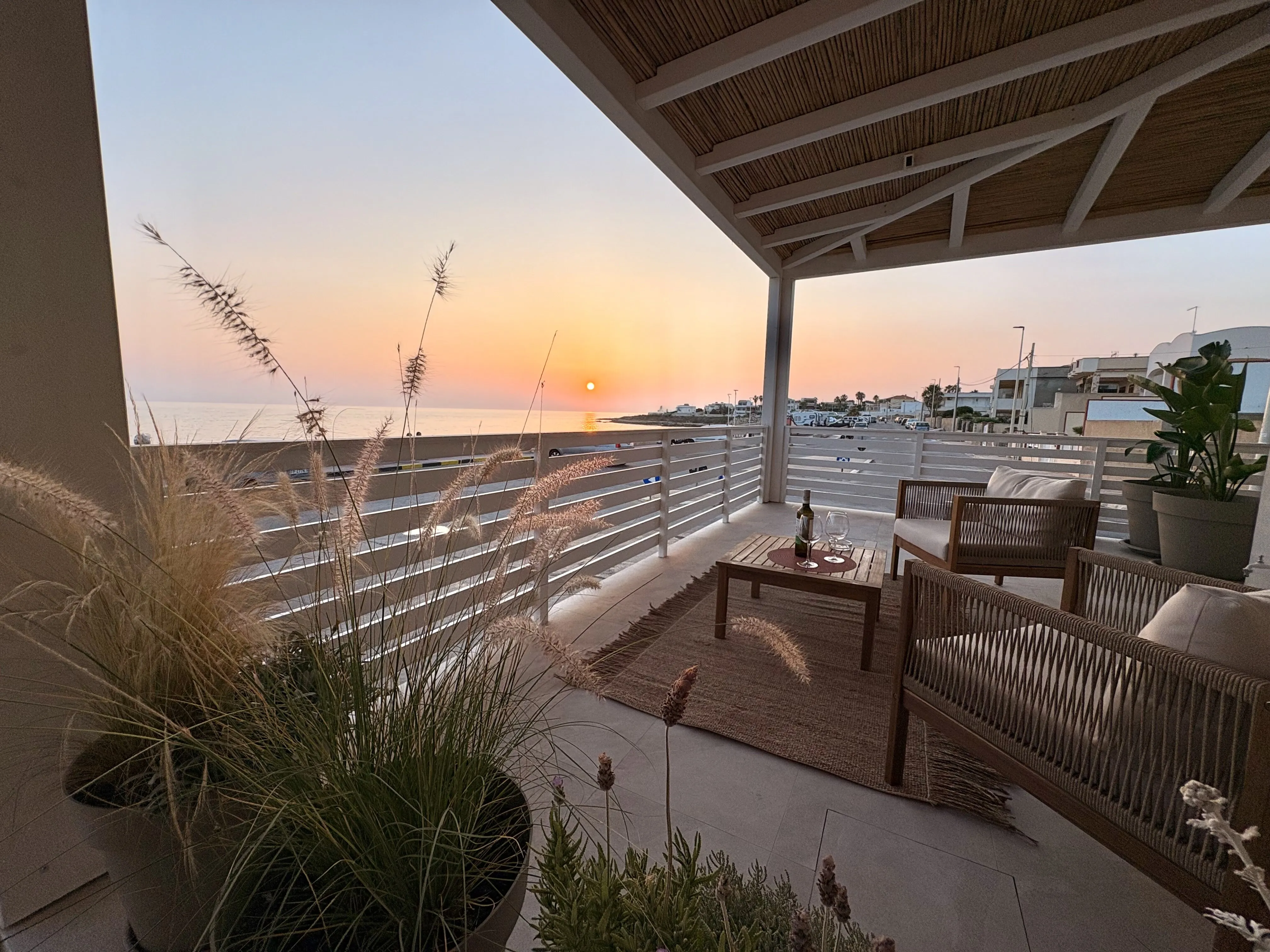 Sunset view from sea front terrace