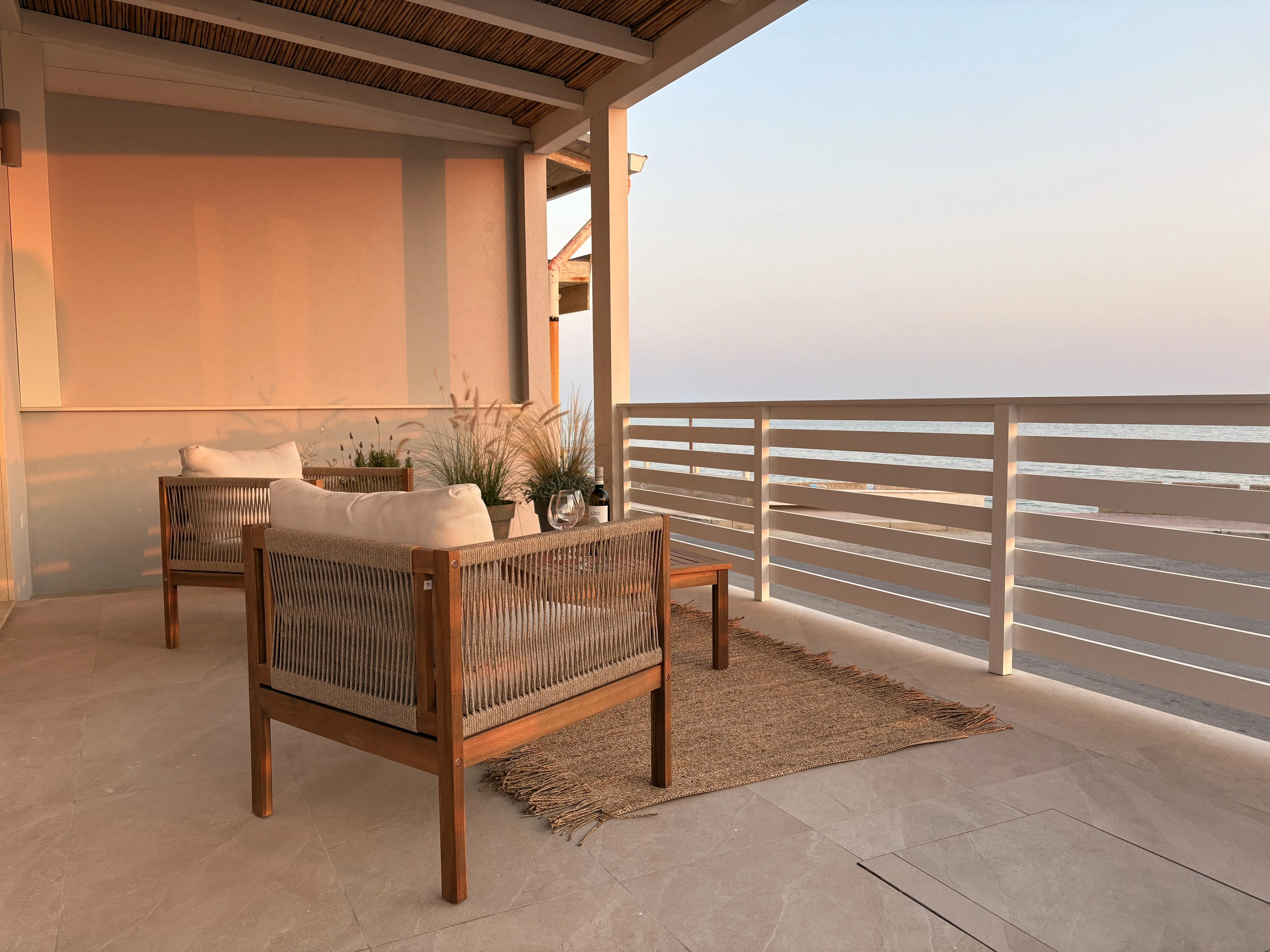 Sea front terrace dining area